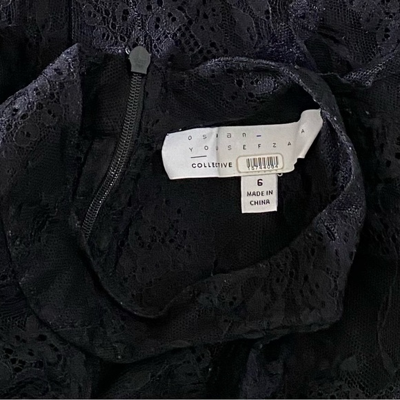 Osman Yousefzada Black Lace Top Ruffle Sleeve Blouse Size 6 - Picture 8 of 9